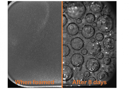 Foam in a sample cell onboard ISS