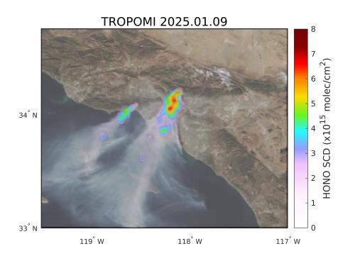 Example TROPOMI HONO results for fires over Los Angeles 