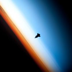 Endeavour Space Shuttle in front of atmosphere