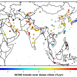 Map HCHO trends 133 large Asian cities